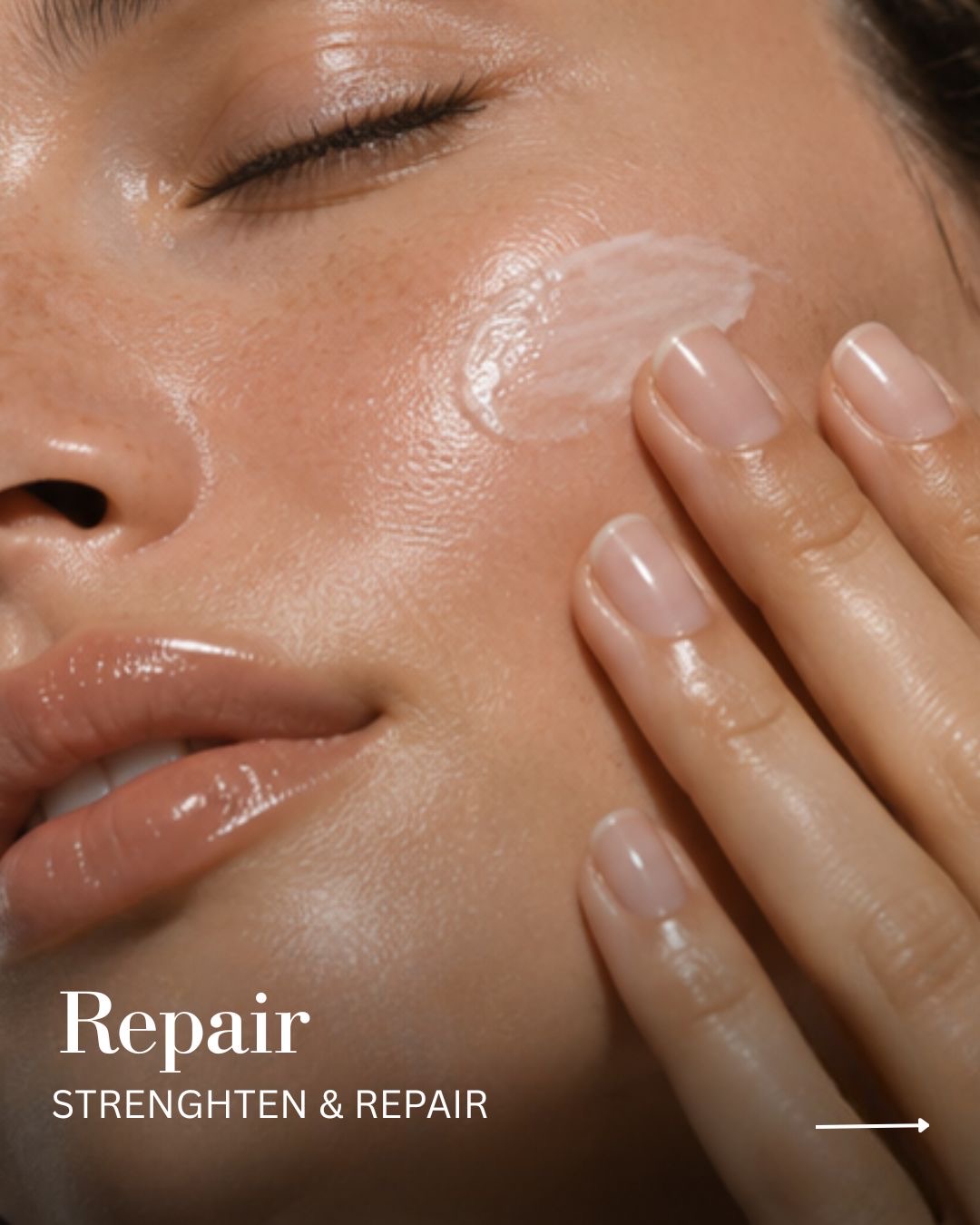 Close-up of skin and a moisturising texture