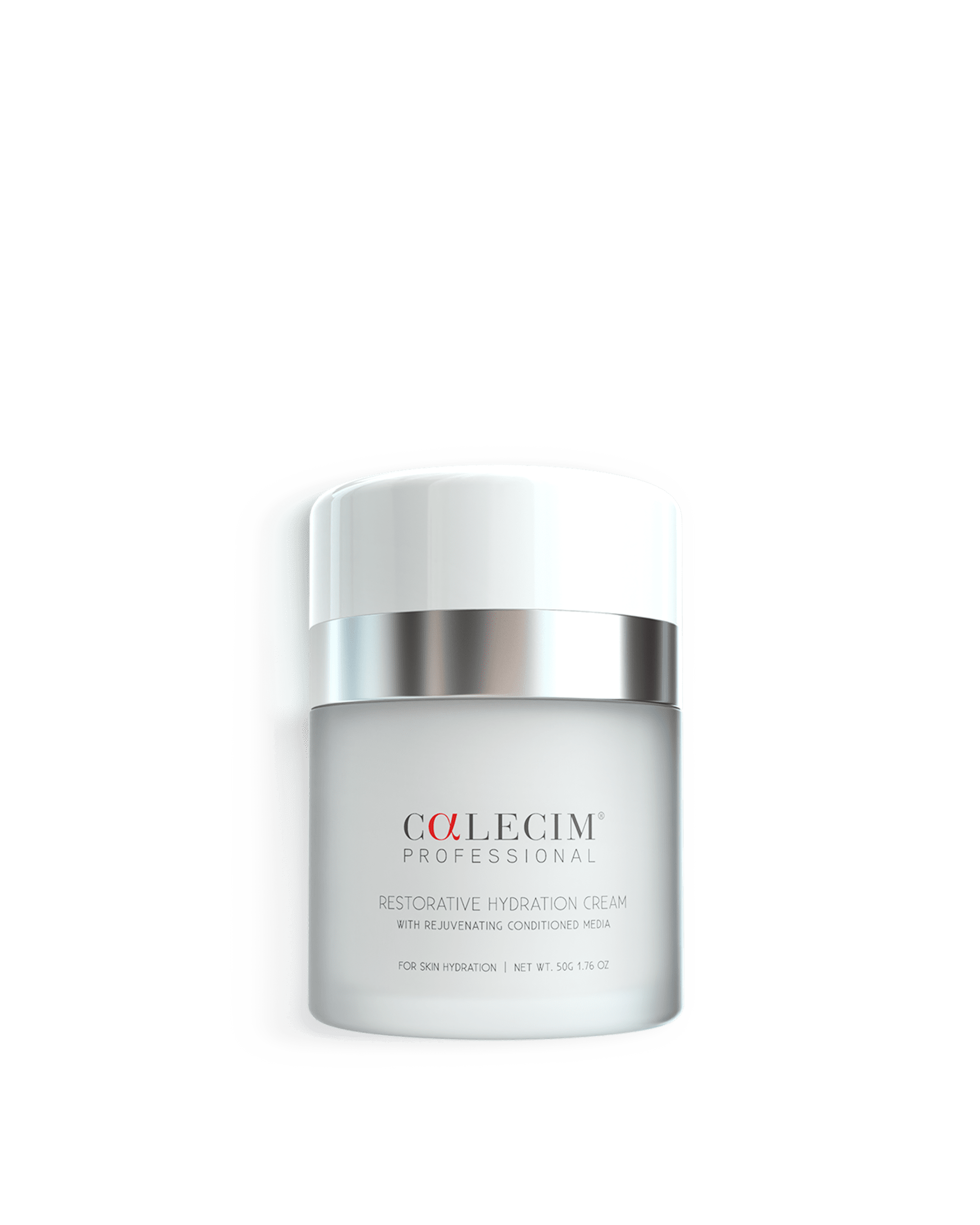 CALECIM Professional Restorative Hydration Cream 50g in its white and silver jar